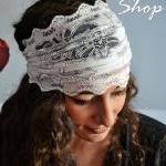 White Gorgeous Headband Lace Turban With..