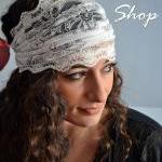 White Gorgeous Headband Lace Turban With..