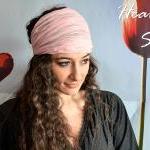 Pink Headband Made Of Tulle Turban With Sequins